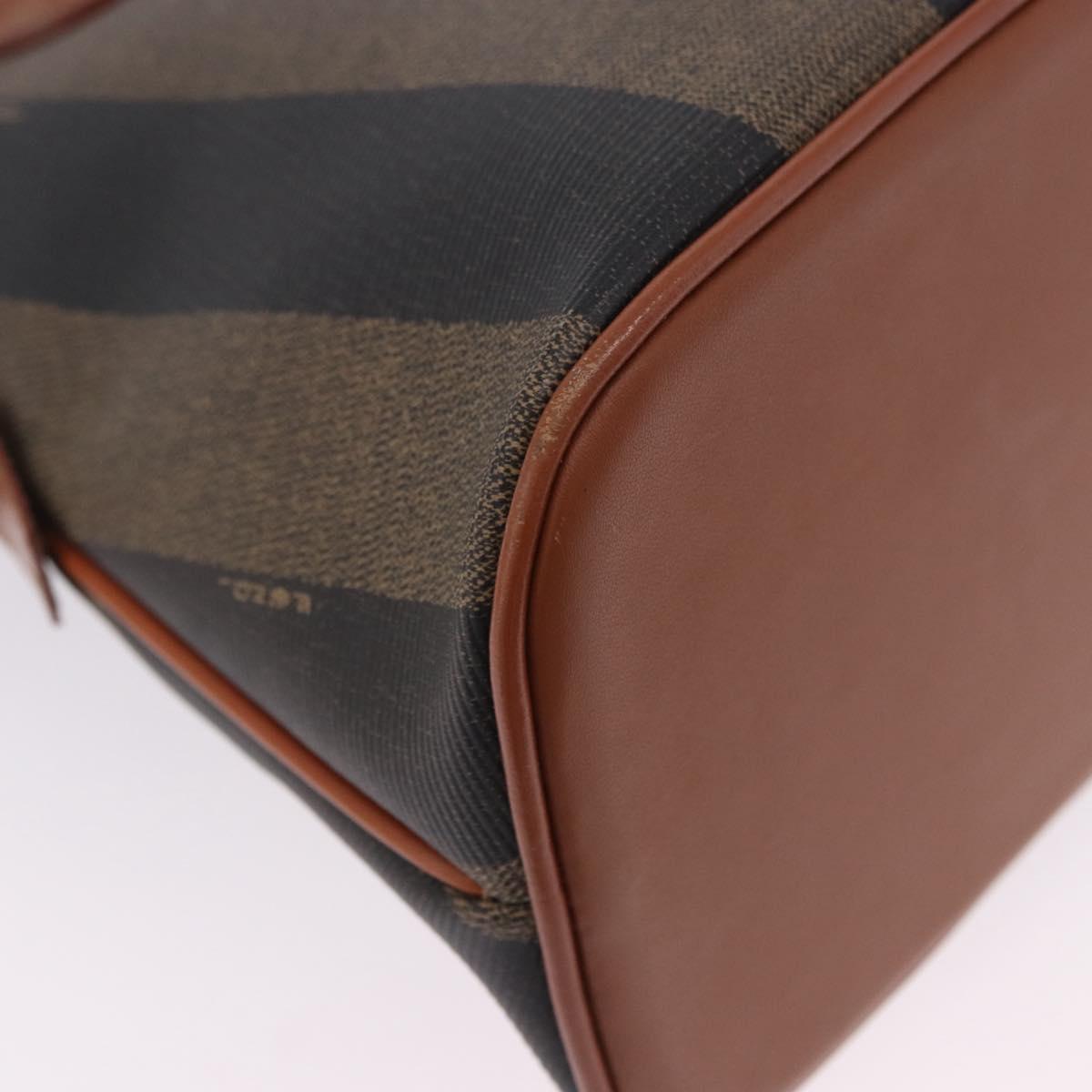 FENDI Pecan Canvas Hand Bag PVC 2way Black Brown Auth ki6816V