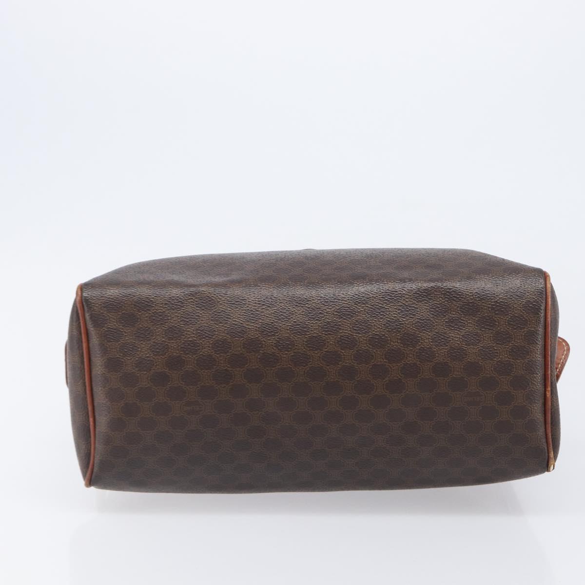 CELINE Macadam Canvas Mini Boston Bag PVC Leather Brown Gold Auth ki6818