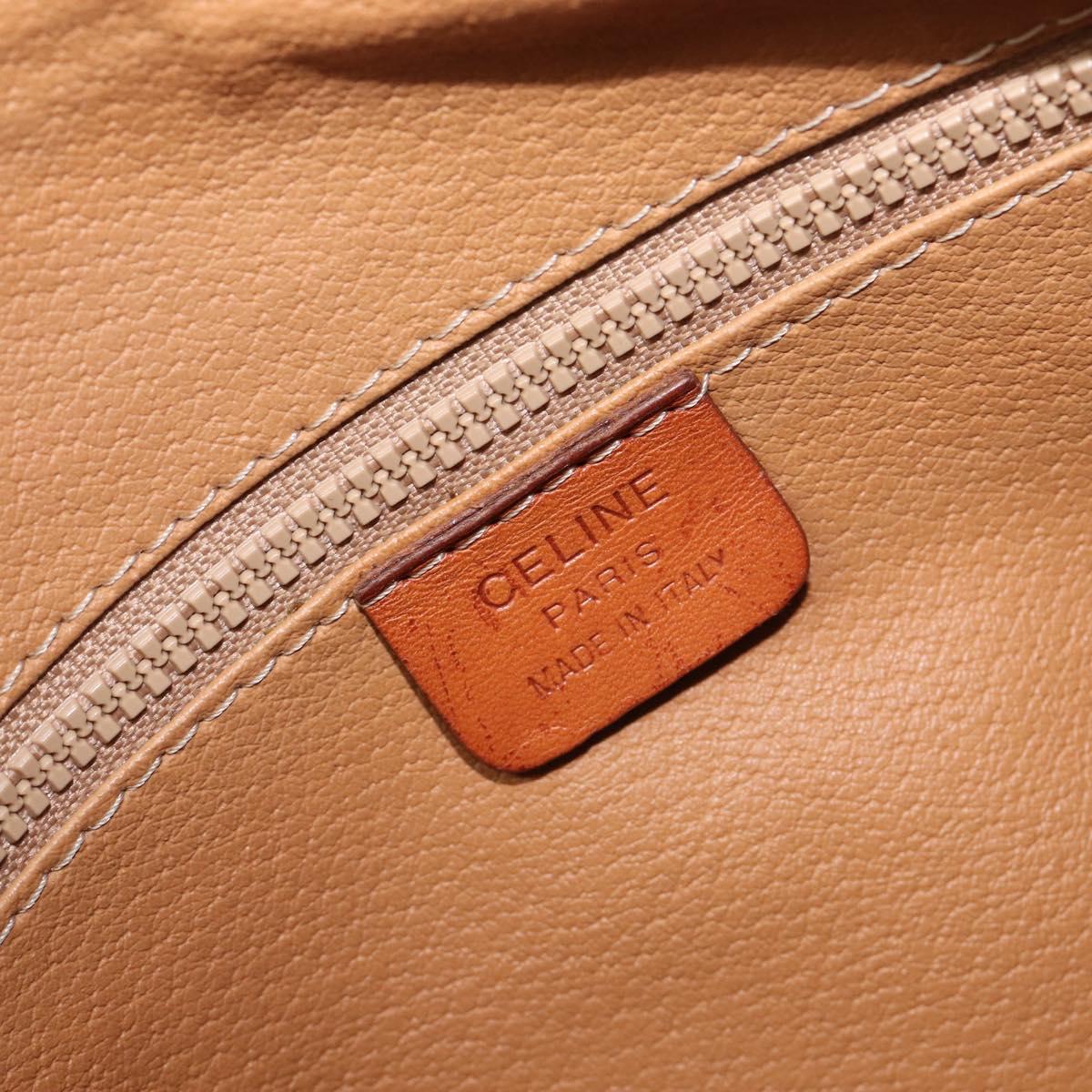 CELINE Macadam Canvas Mini Boston Bag PVC Leather Brown Gold Auth ki6818