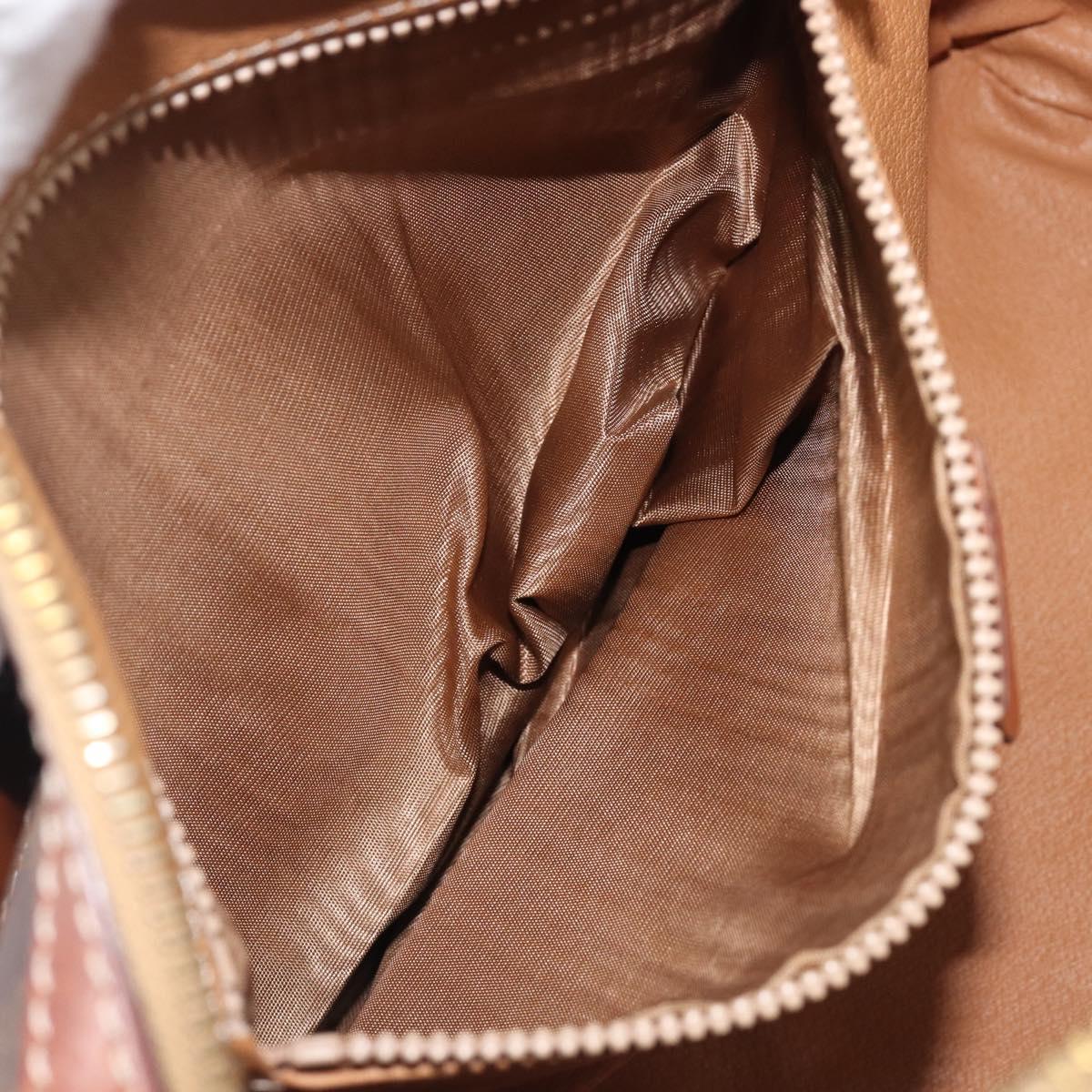 CELINE Macadam Canvas Mini Boston Bag PVC Leather Brown Gold Auth ki6818