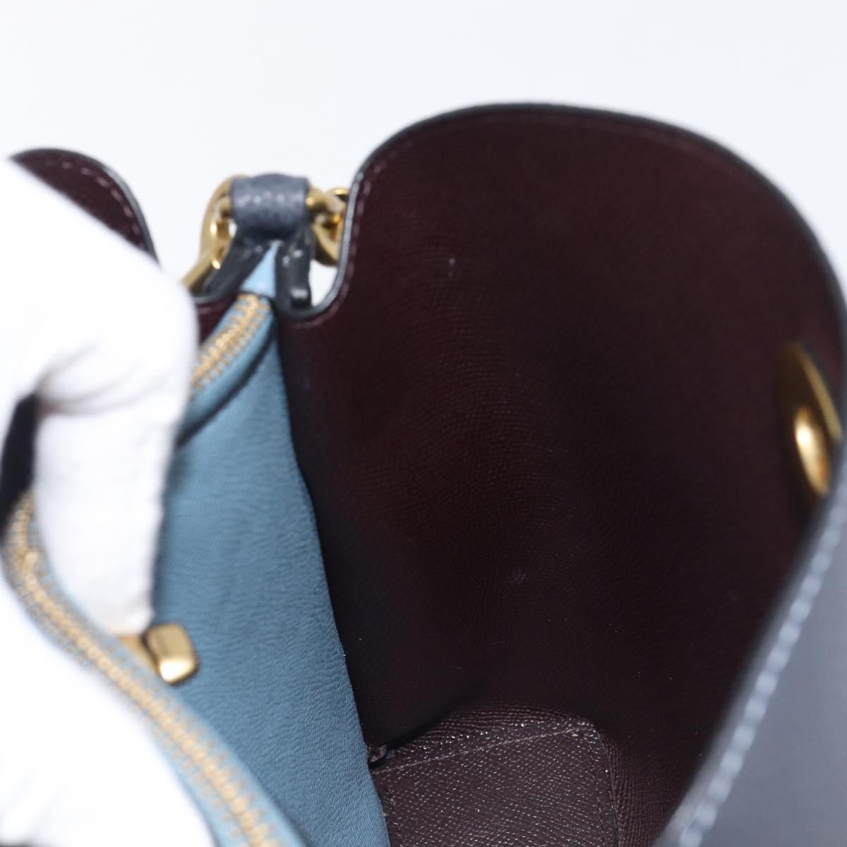 Coach Shoulder Bag Leather 2way Navy Gold Auth ki6820A