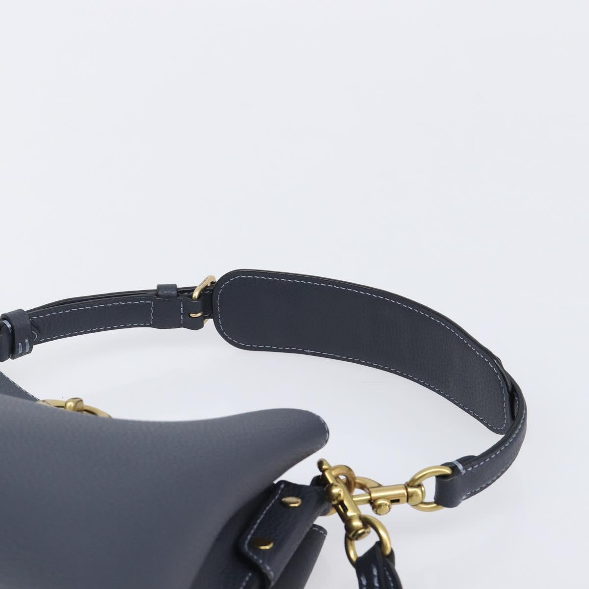 Coach Shoulder Bag Leather 2way Navy Gold Auth ki6820A