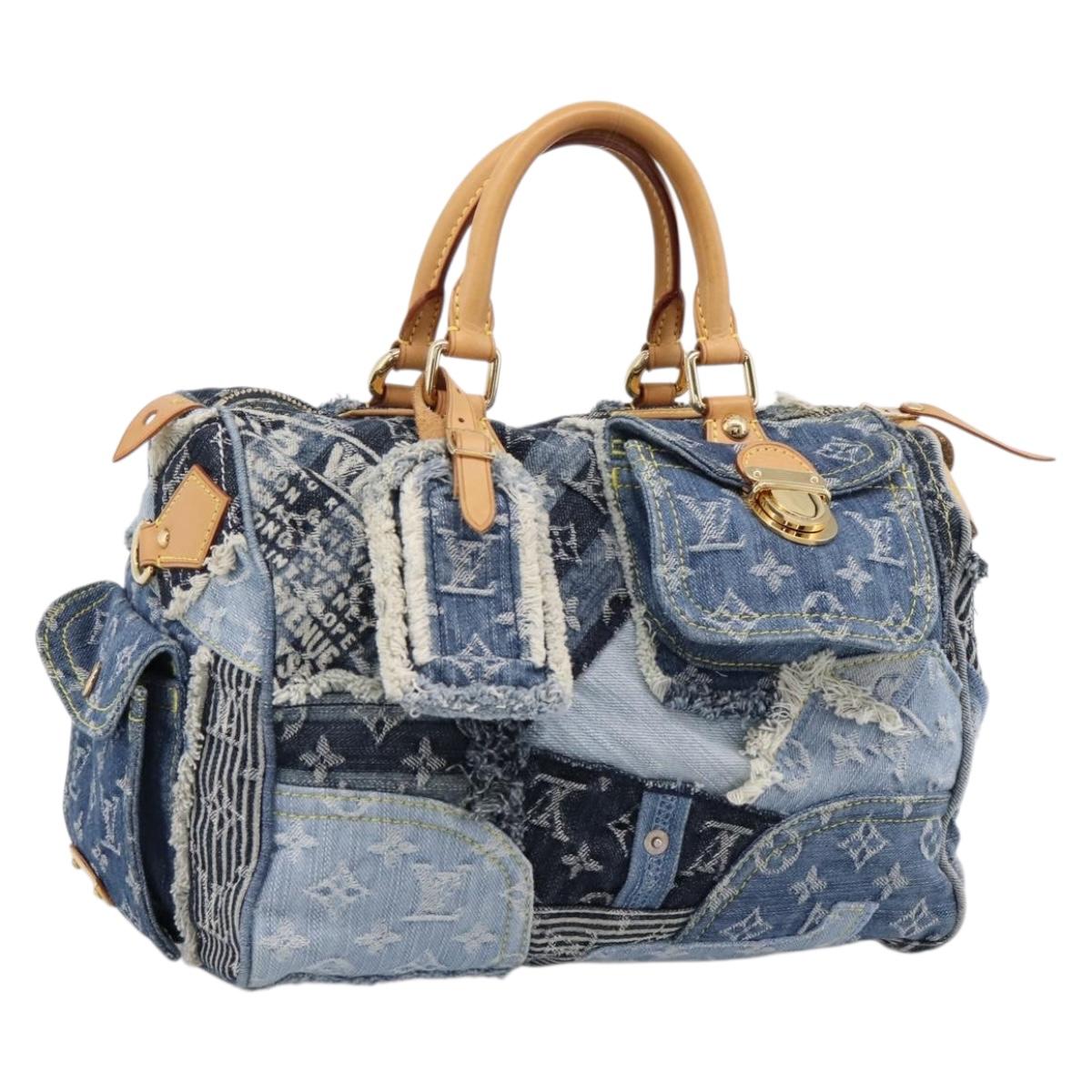 LOUIS VUITTON Monogram Denim Patchwork Speedy 30 Bag Blue M95380 LV Auth ki6823SAM
