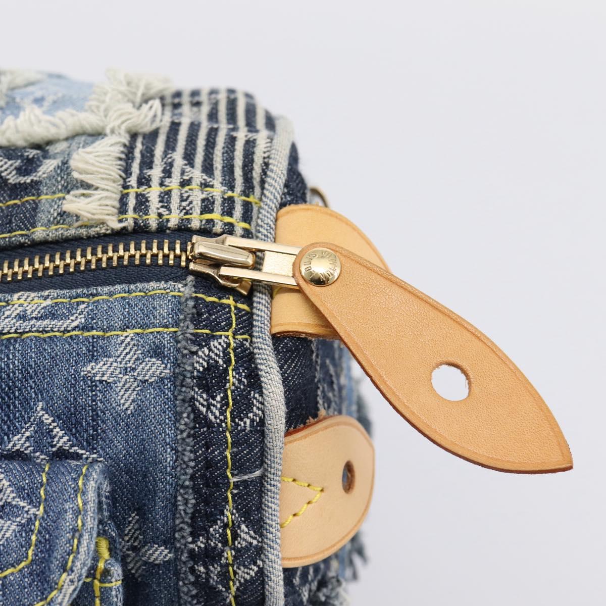LOUIS VUITTON Monogram Denim Patchwork Speedy 30 Bag Blue M95380 LV Auth ki6823SAM