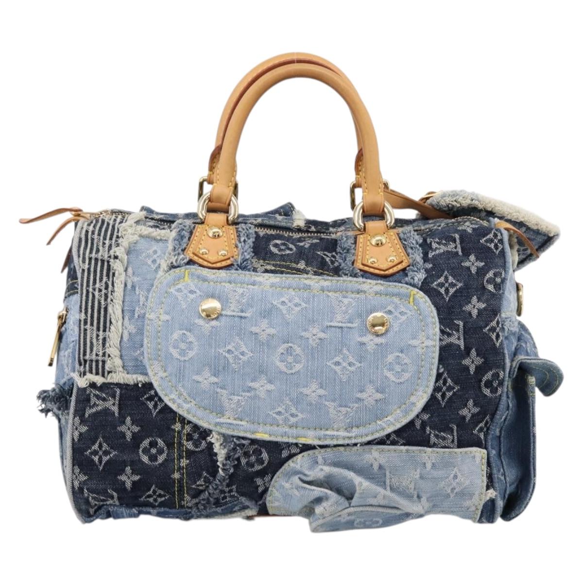 LOUIS VUITTON Monogram Denim Patchwork Speedy 30 Bag Blue M95380 LV Auth ki6823SAM