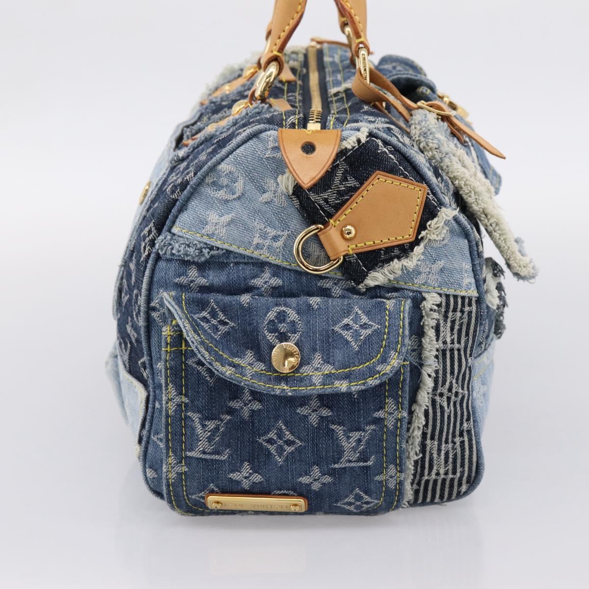 LOUIS VUITTON Monogram Denim Patchwork Speedy 30 Bag Blue M95380 LV Auth ki6823SAM