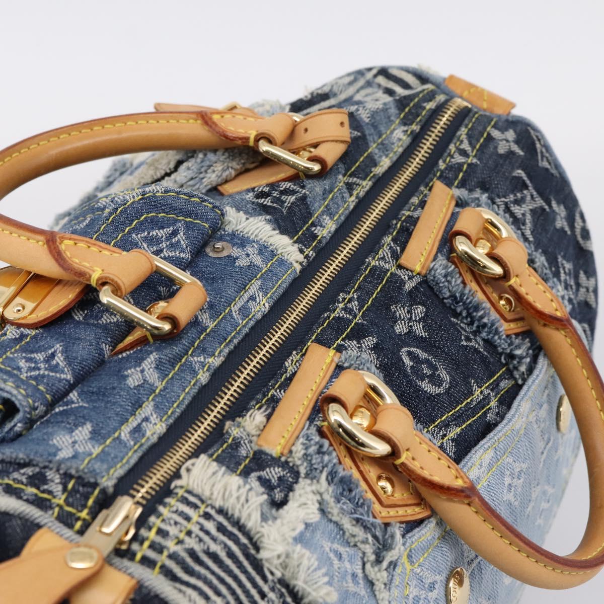 LOUIS VUITTON Monogram Denim Patchwork Speedy 30 Bag Blue M95380 LV Auth ki6823SAM