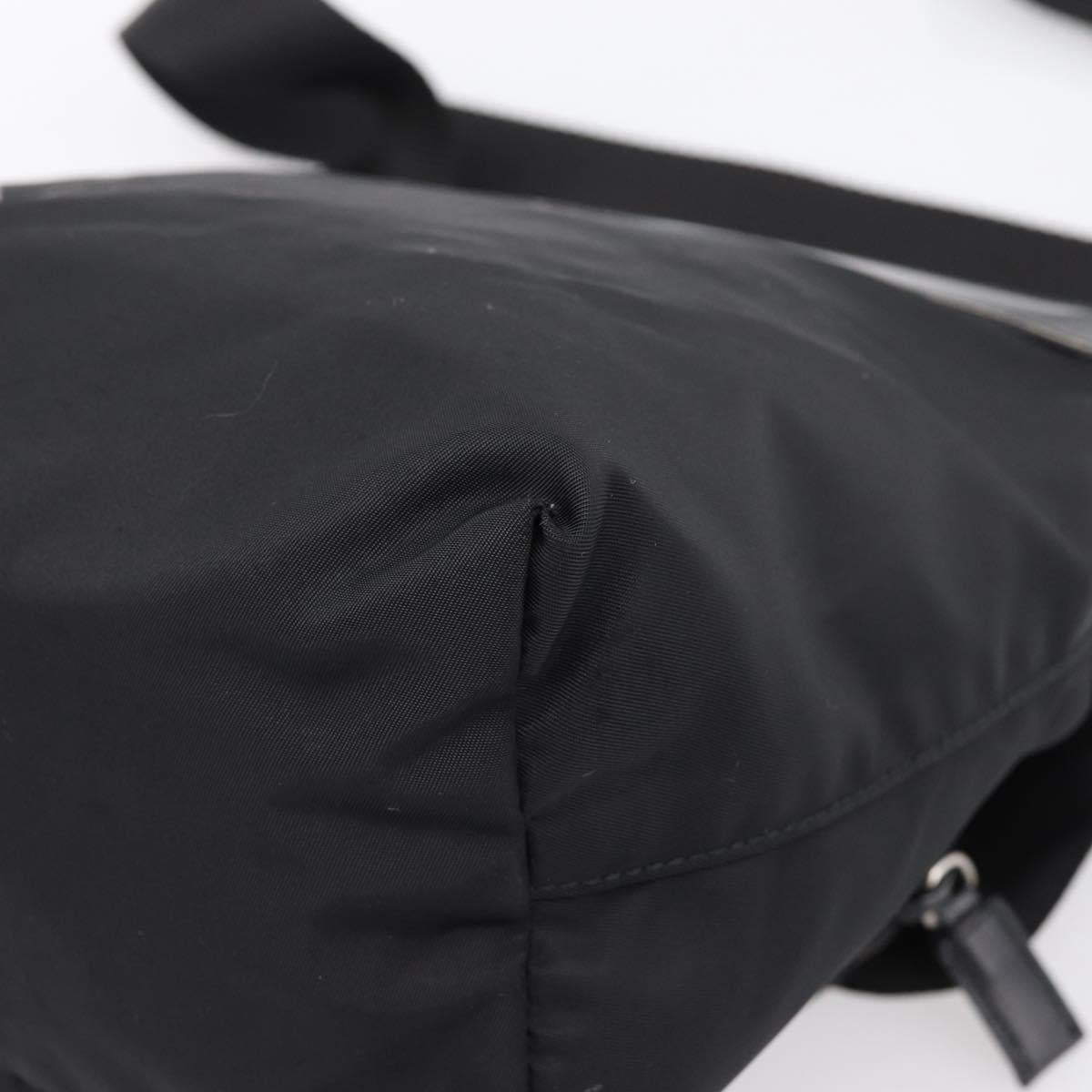 PRADA Shoulder Bag Nylon Black Silver Auth ki6826