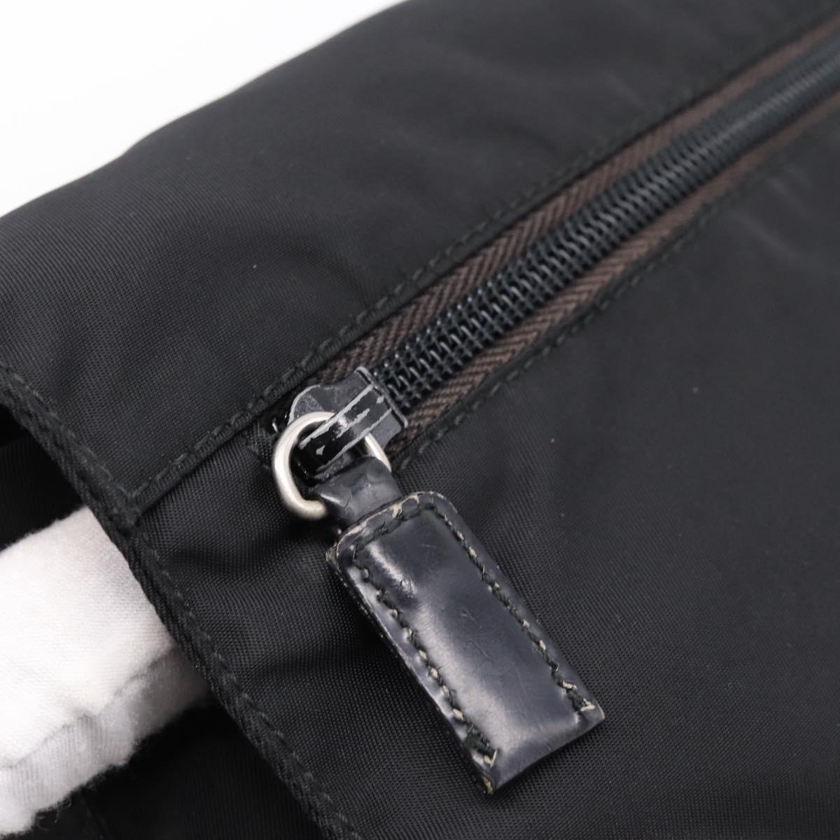 PRADA Shoulder Bag Nylon Black Silver Auth ki6826