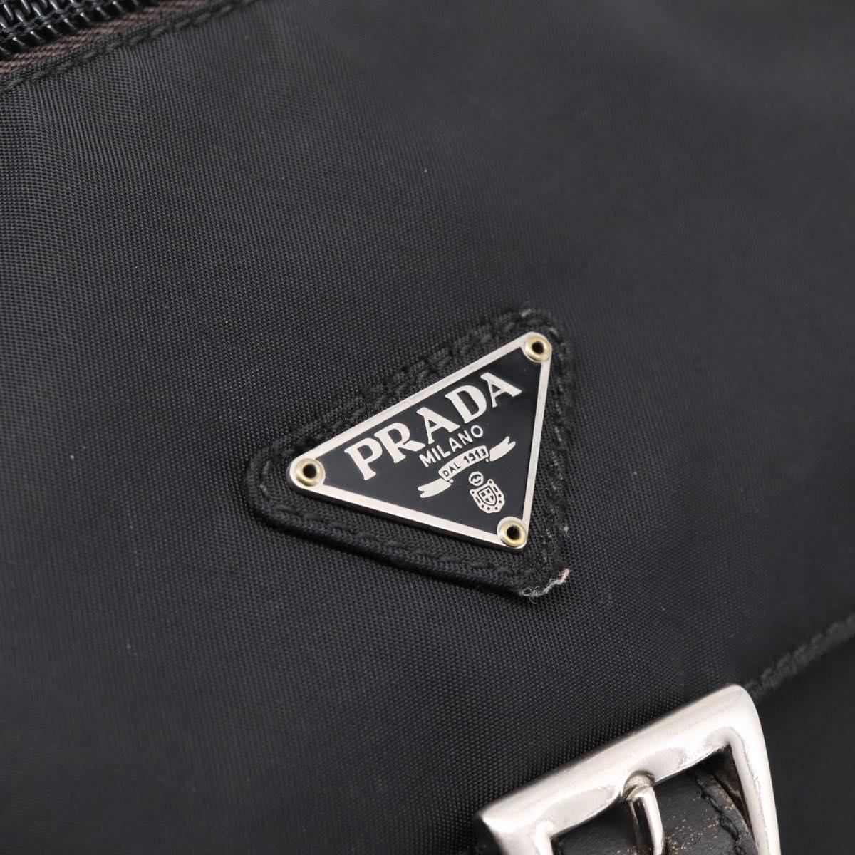 PRADA Shoulder Bag Nylon Black Silver Auth ki6826