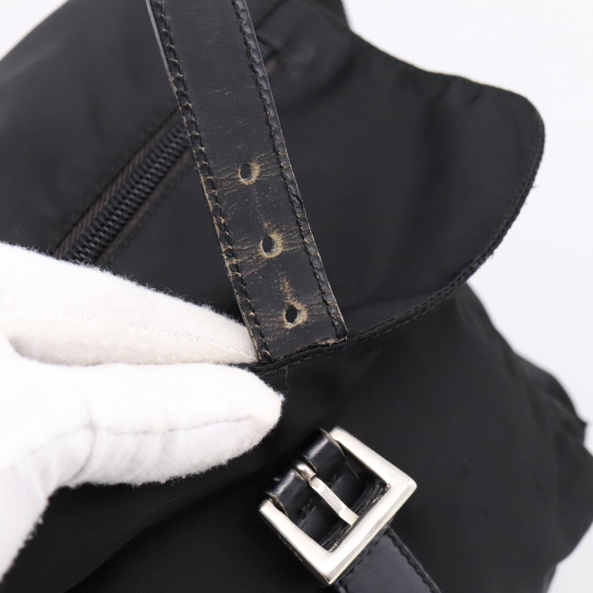 PRADA Shoulder Bag Nylon Black Silver Auth ki6826
