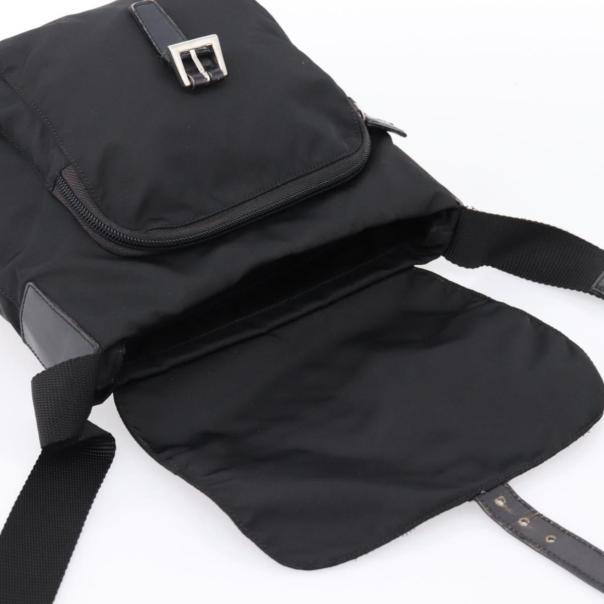 PRADA Shoulder Bag Nylon Black Silver Auth ki6826