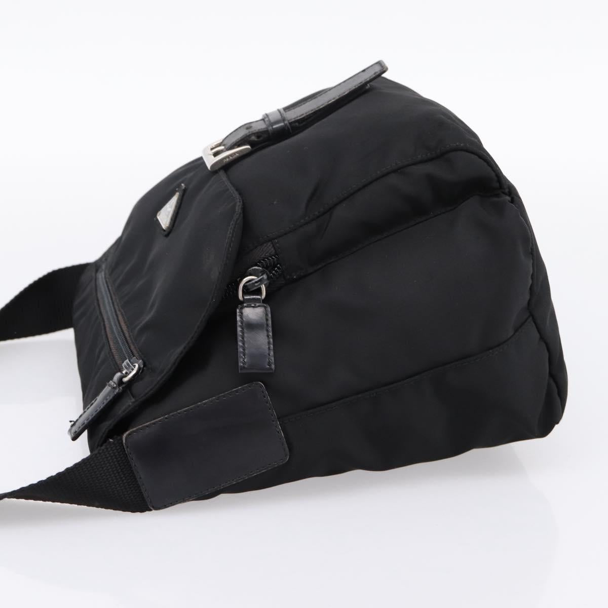 PRADA Shoulder Bag Nylon Black Silver Auth ki6826
