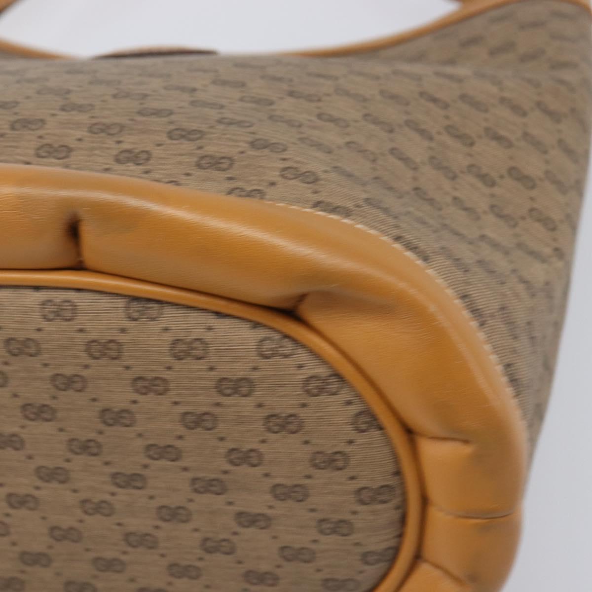 GUCCI Micro GG Supreme Shoulder Bag PVC Beige Gold Auth ki6827