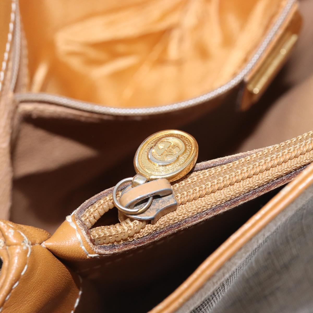 GUCCI Micro GG Supreme Shoulder Bag PVC Beige Gold Auth ki6827