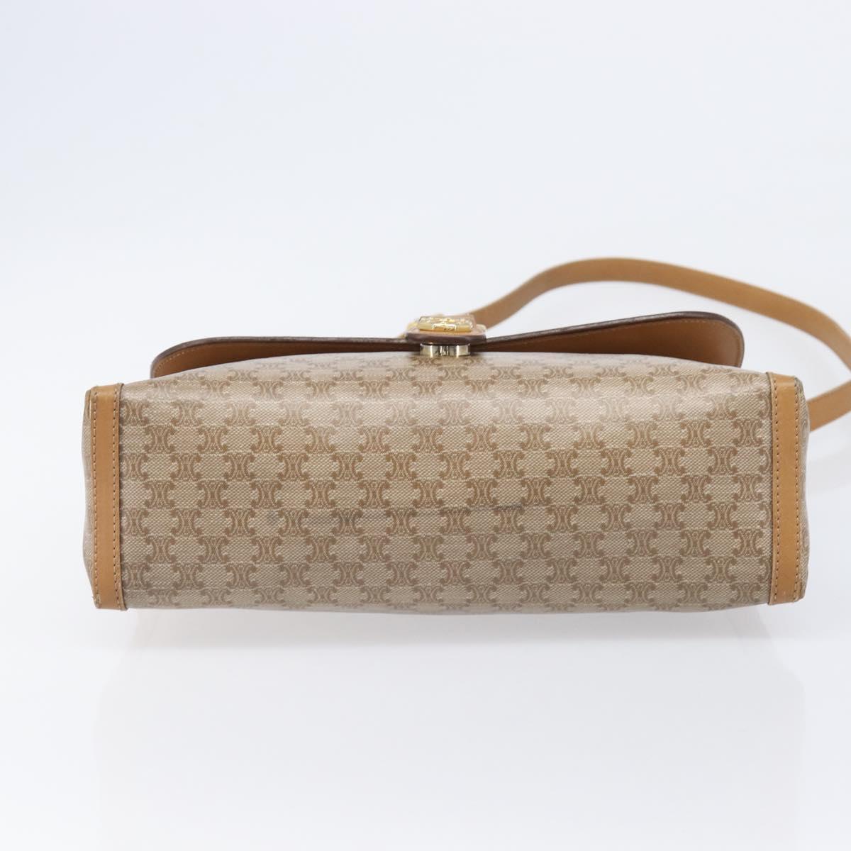 CELINE Macadam Canvas Shoulder Bag PVC Beige Gold Auth ki6828