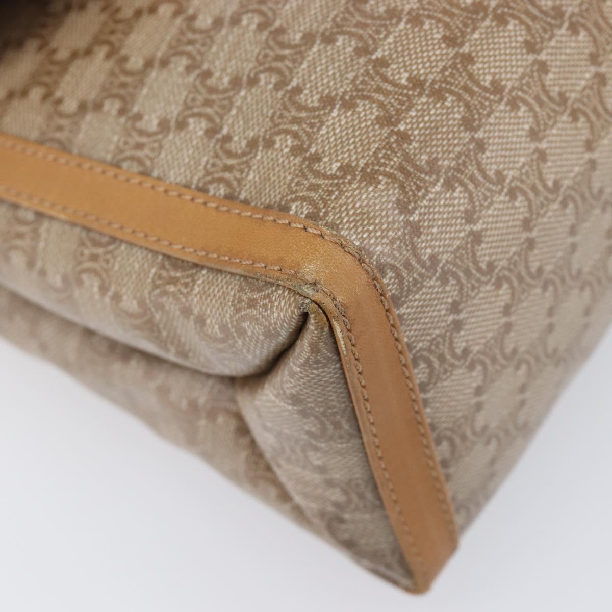 CELINE Macadam Canvas Shoulder Bag PVC Beige Gold Auth ki6828
