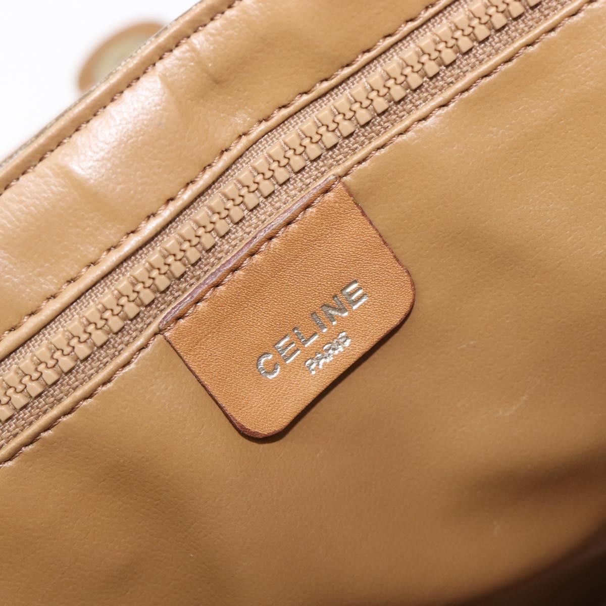 CELINE Macadam Canvas Shoulder Bag PVC Beige Gold Auth ki6828