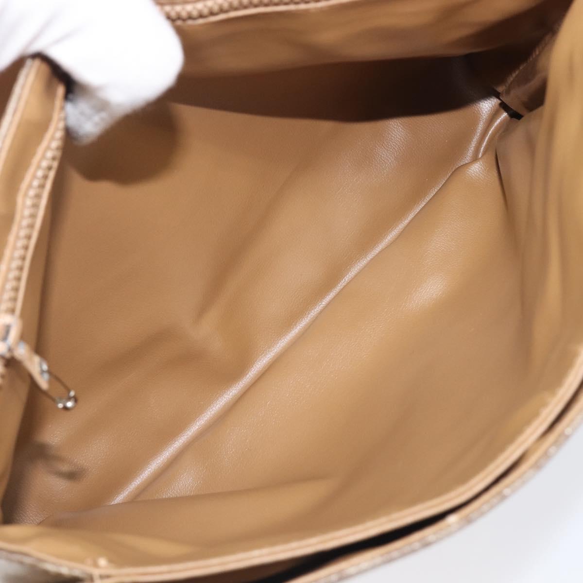 CELINE Macadam Canvas Shoulder Bag PVC Beige Gold Auth ki6828