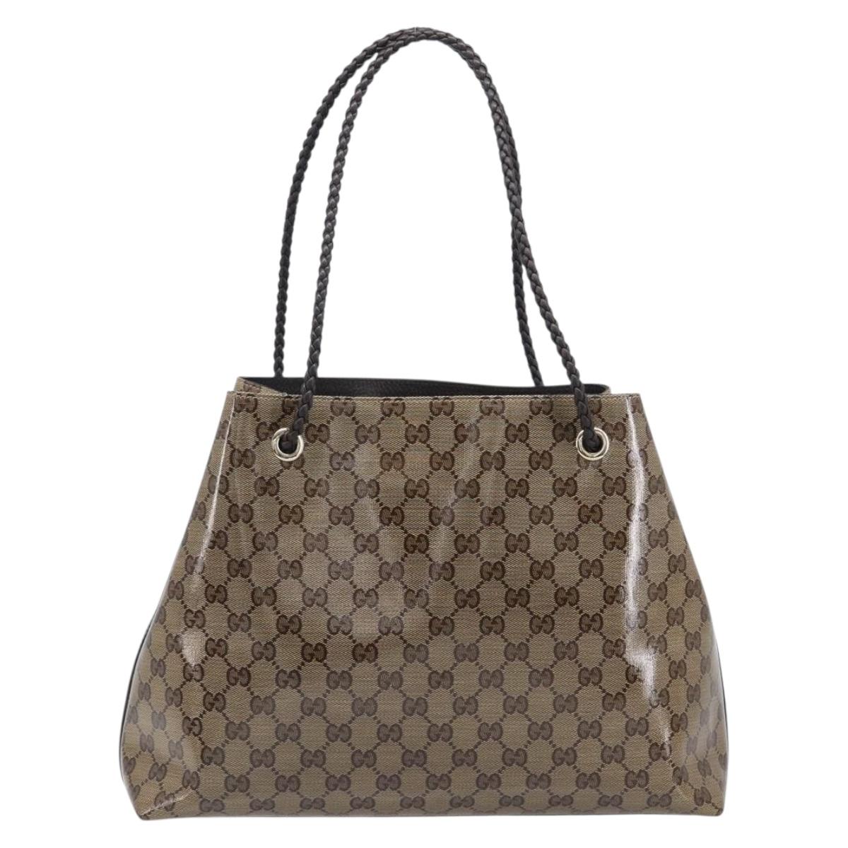 GUCCI GG crystal Shoulder Bag Coated Canvas Beige Gold 419689 Auth ki6829V
