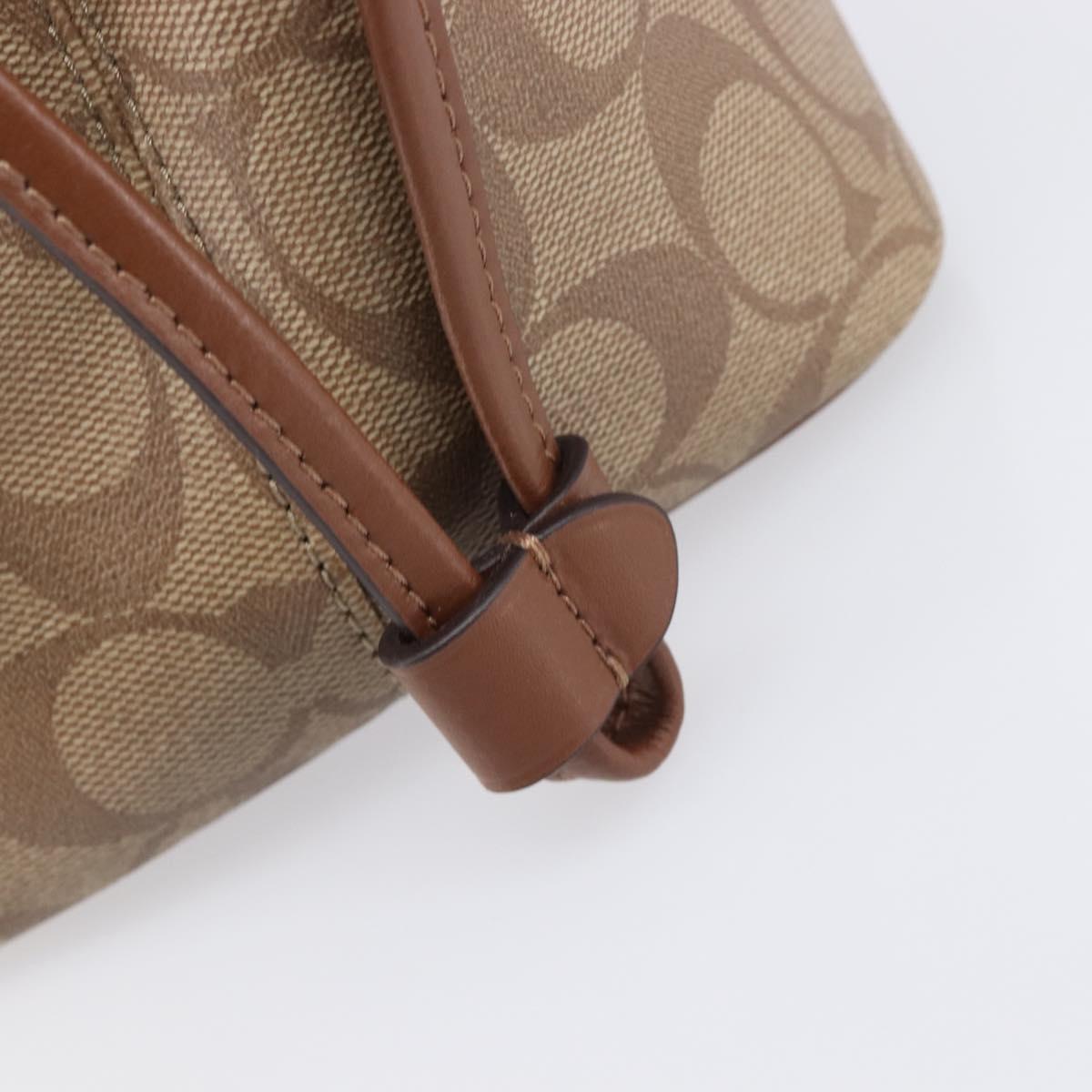 Coach Signature Tote Bag PVC Beige Gold Auth ki6830A