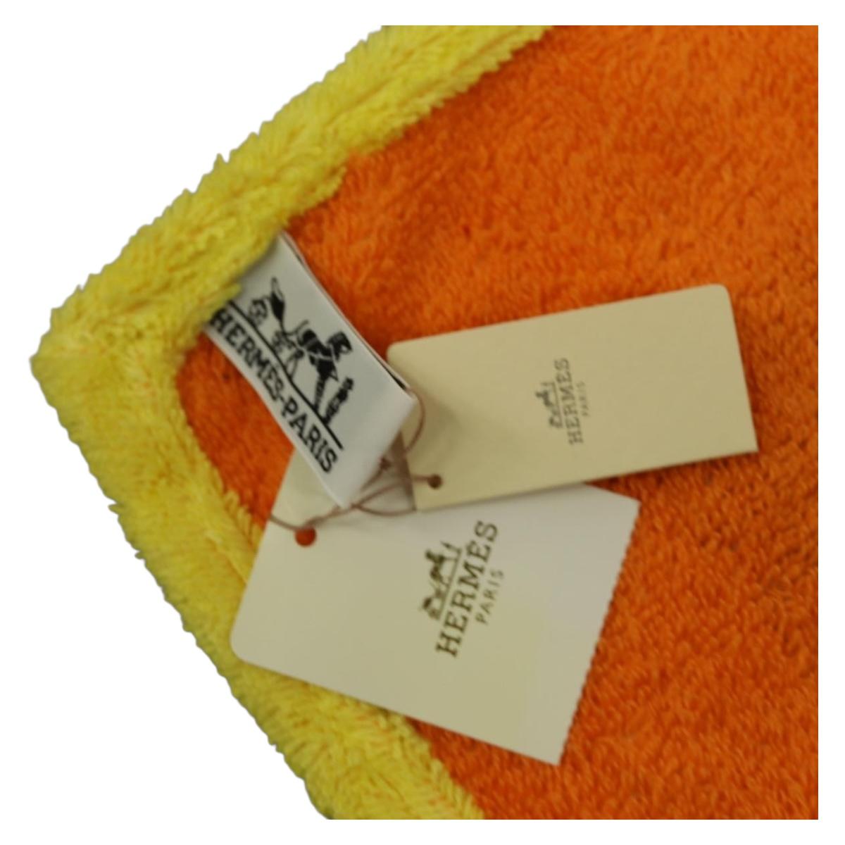 HERMES Beach Towel Pile Orange Auth ki6831M
