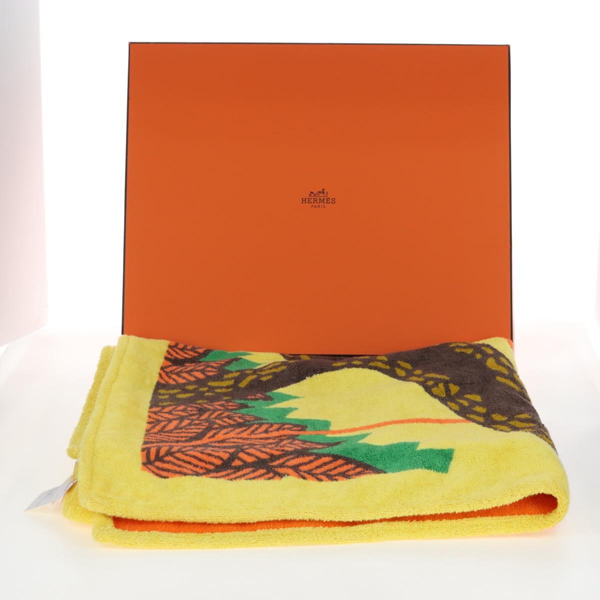 HERMES Beach Towel Pile Orange Auth ki6831M