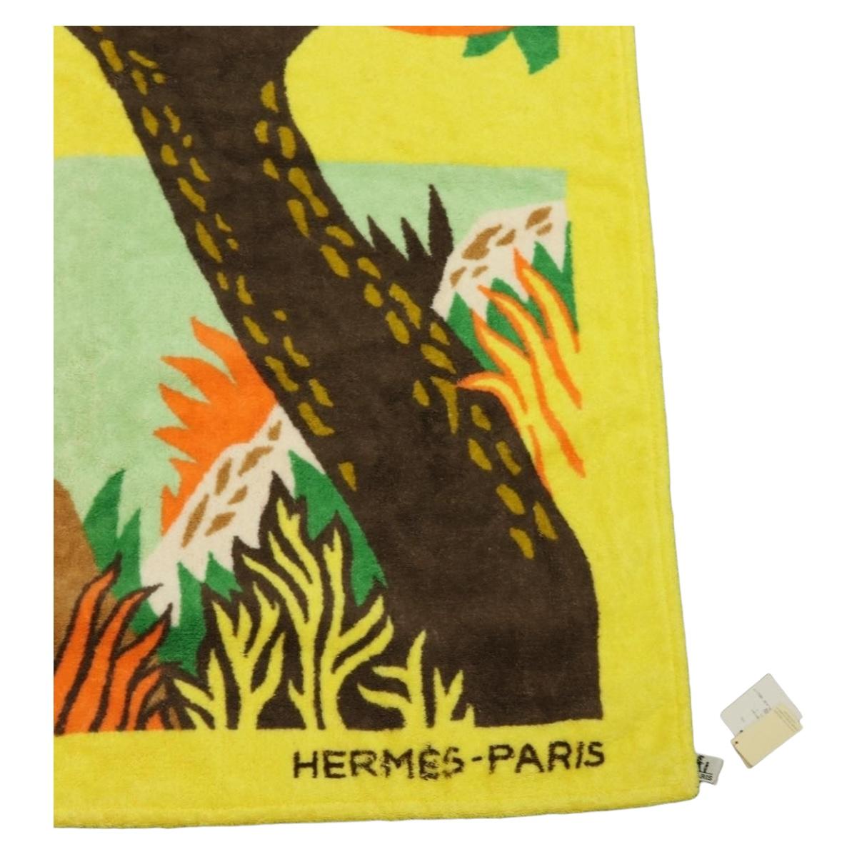 HERMES Beach Towel Pile Orange Auth ki6831M
