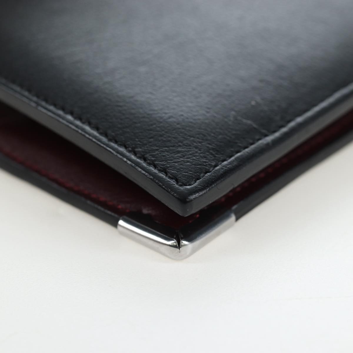CARTIER Bifold Wallet Leather Black Silver Auth ki6832V
