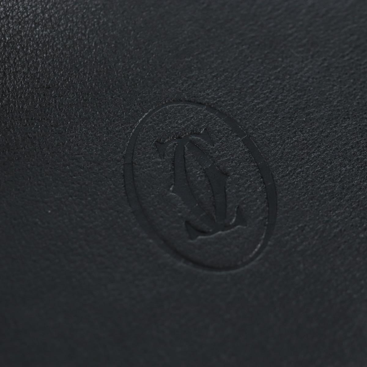 CARTIER Bifold Wallet Leather Black Silver Auth ki6832V
