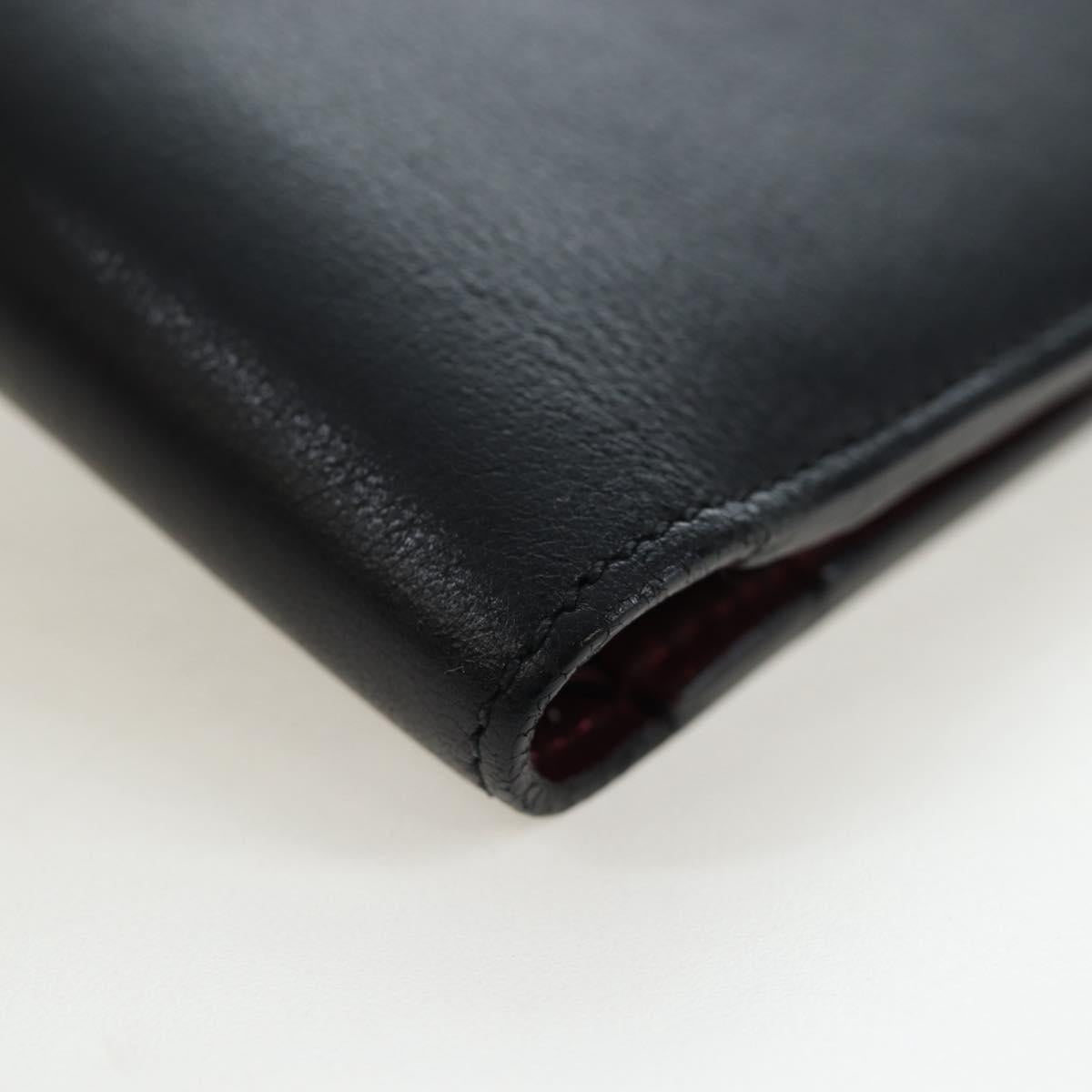 CARTIER Bifold Wallet Leather Black Silver Auth ki6832V