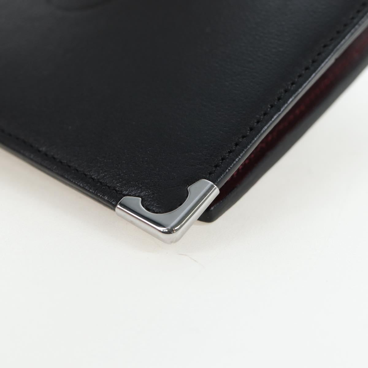 CARTIER Bifold Wallet Leather Black Silver Auth ki6832V