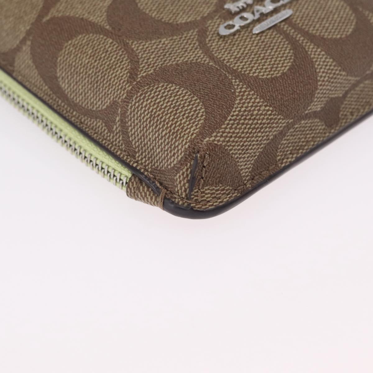 Coach Signature Shoulder Pouch Smartphone Case PVC Beige Silver Auth ki6833A