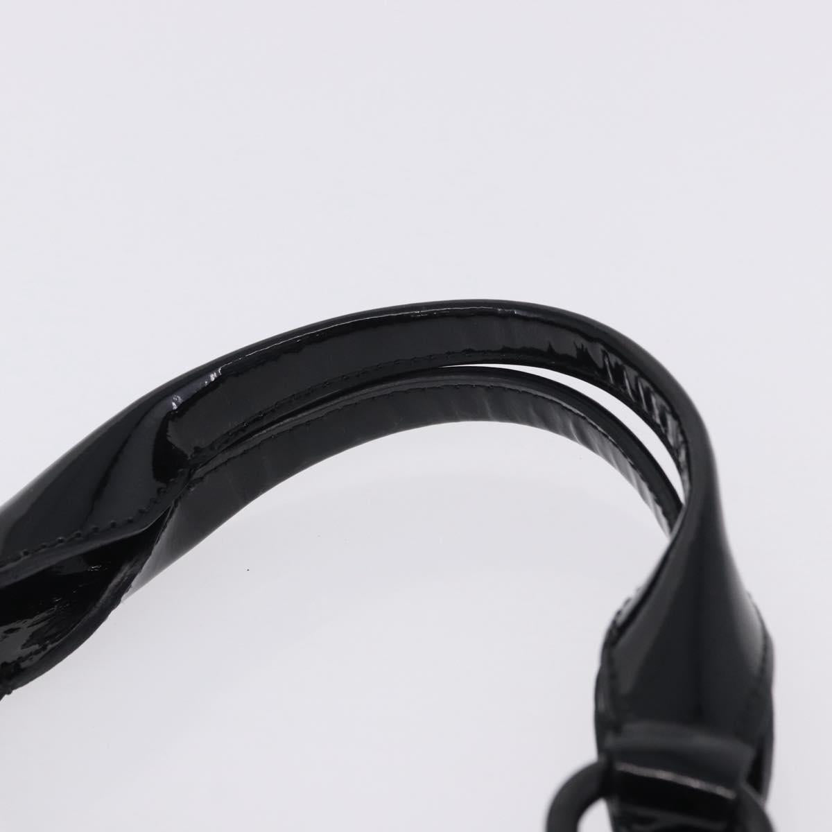 CARTIER Hand Bag Patent Leather Black Silver Auth ki6838A