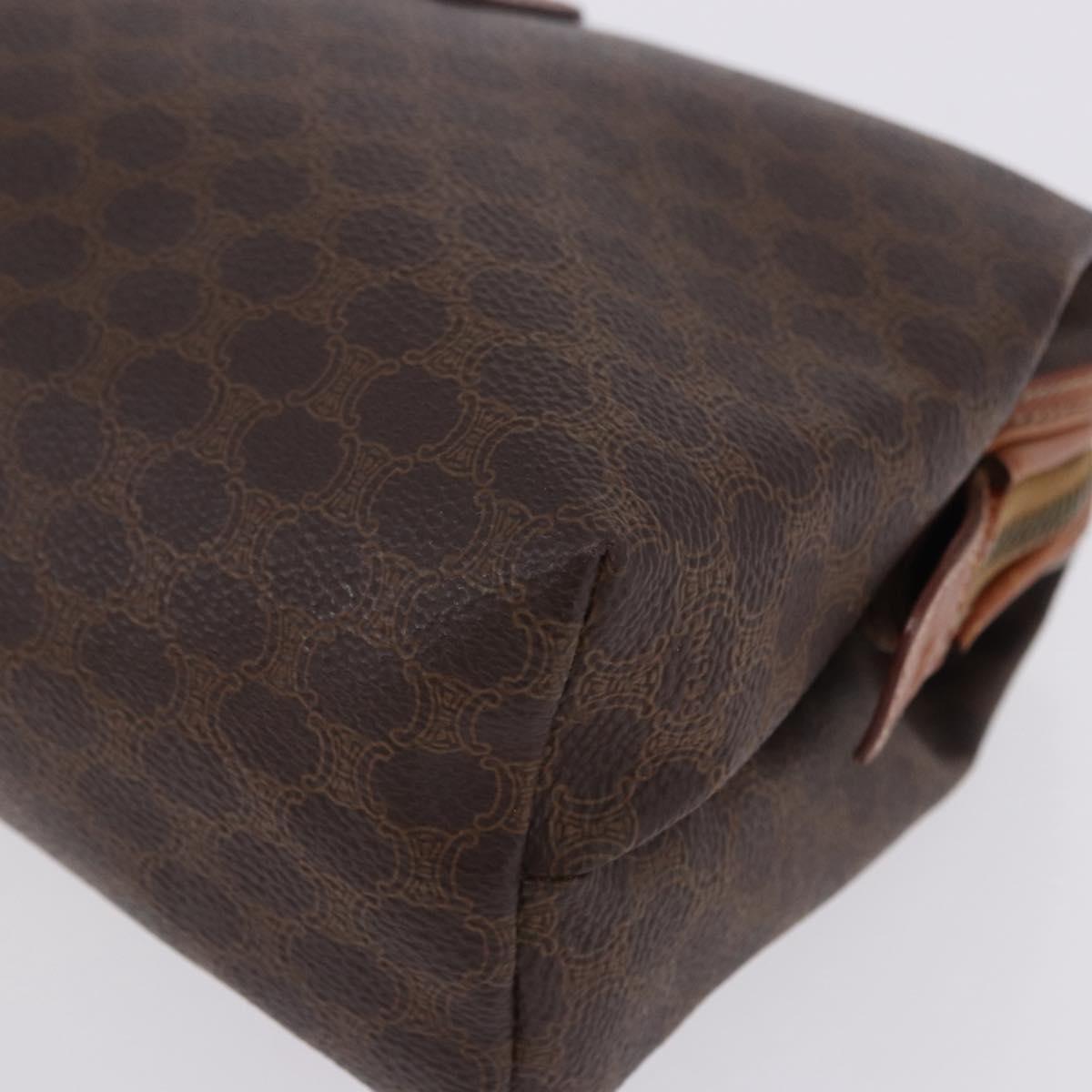 CELINE Macadam Canvas Pouch PVC Leather Brown Gold Auth ki6839