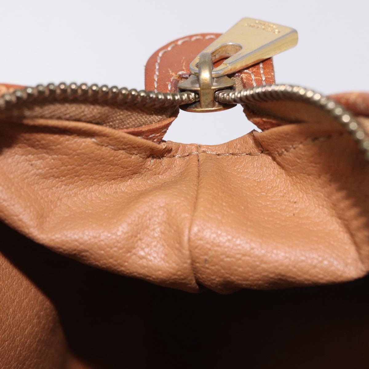 CELINE Macadam Canvas Pouch PVC Leather Brown Gold Auth ki6839