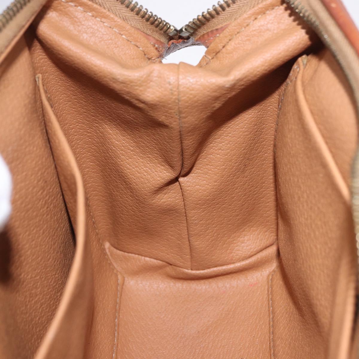 CELINE Macadam Canvas Pouch PVC Leather Brown Gold Auth ki6839