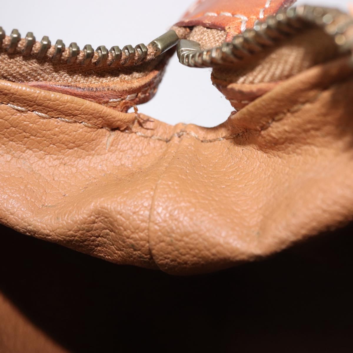 CELINE Macadam Canvas Pouch PVC Leather Brown Gold Auth ki6839