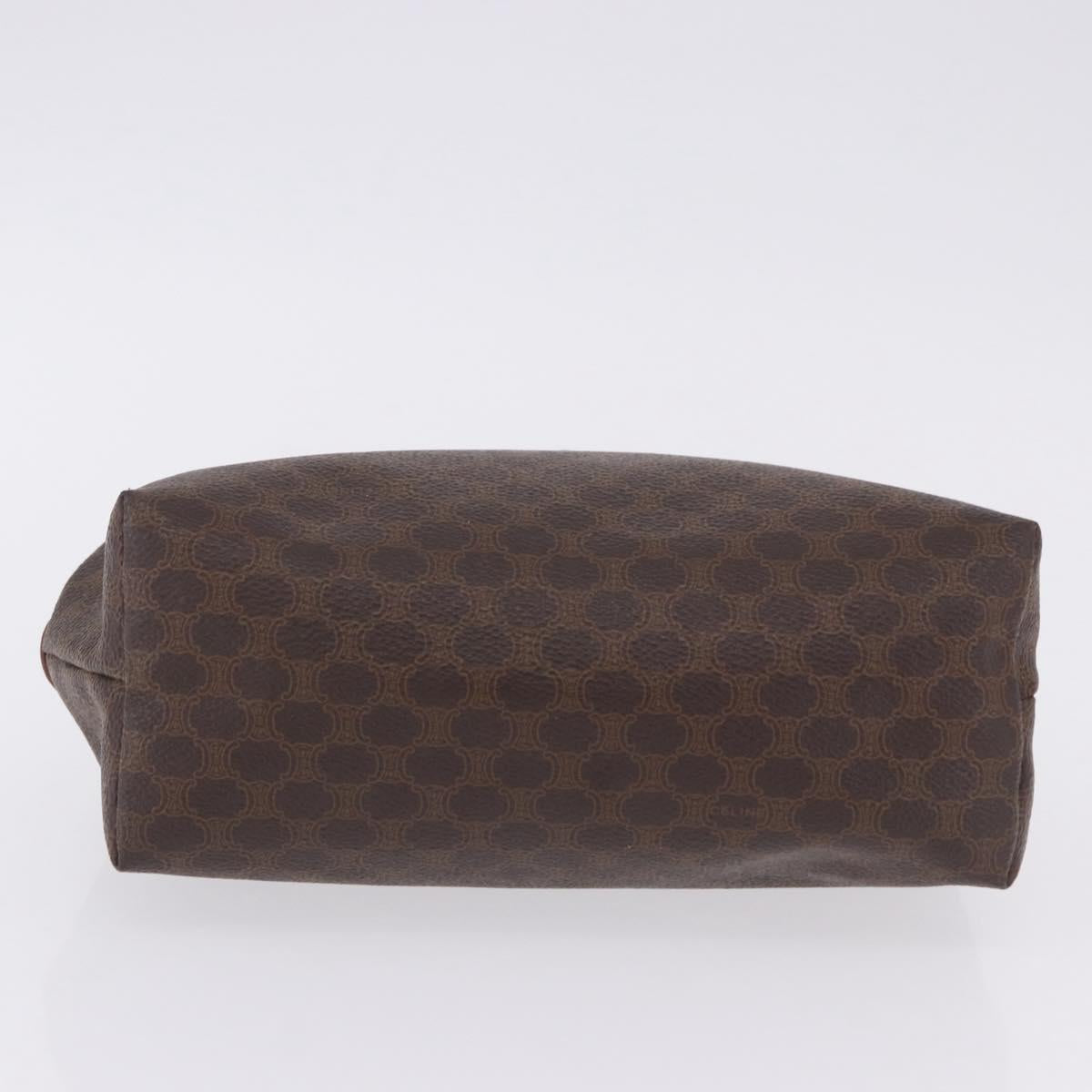 CELINE Macadam Canvas Pouch PVC Leather Brown Gold Auth ki6839