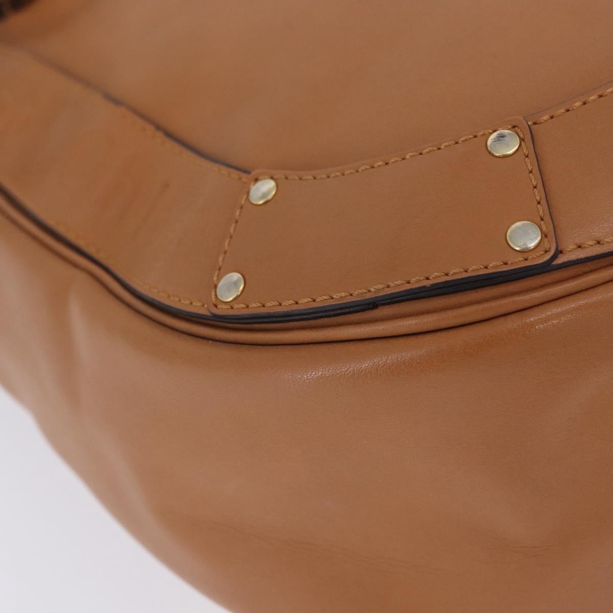 Chloe Eden Shoulder Bag Leather Beige Gold Auth ki6840