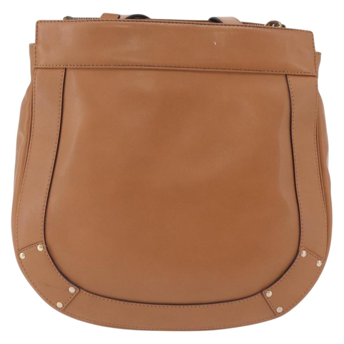 Chloe Eden Shoulder Bag Leather Beige Gold Auth ki6840
