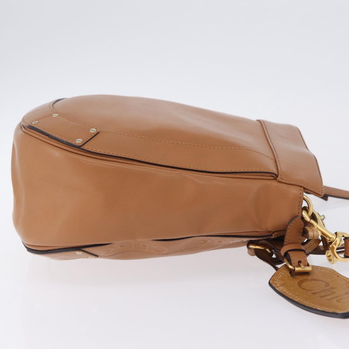 Chloe Eden Shoulder Bag Leather Beige Gold Auth ki6840