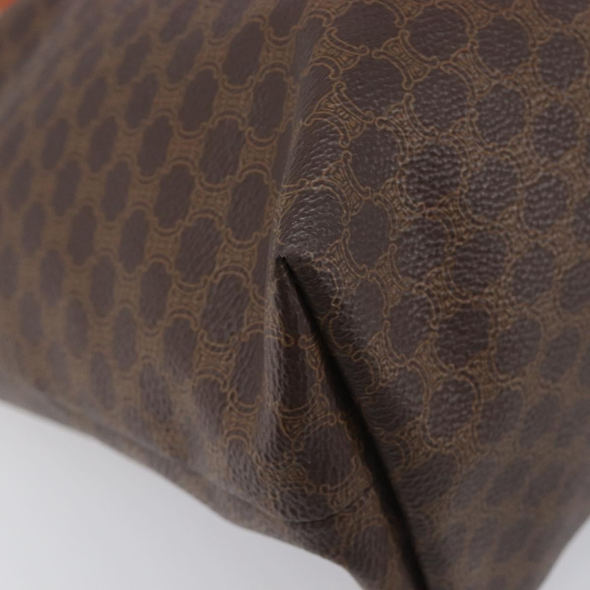 CELINE Macadam Canvas Tote Bag PVC Leather Brown Gold Auth ki6842A