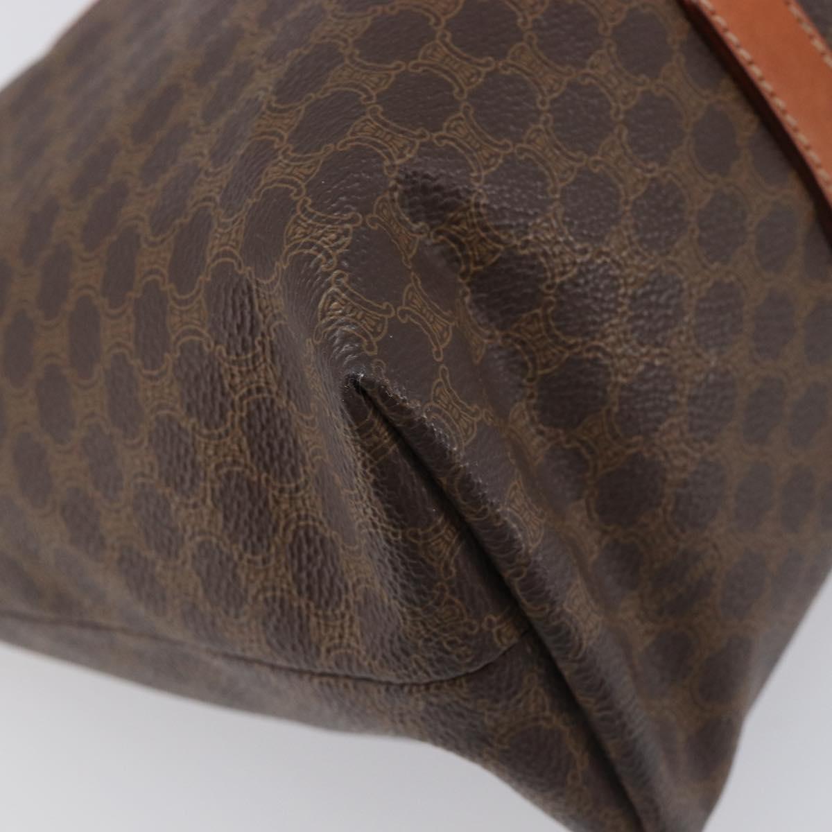CELINE Macadam Canvas Tote Bag PVC Leather Brown Gold Auth ki6842A