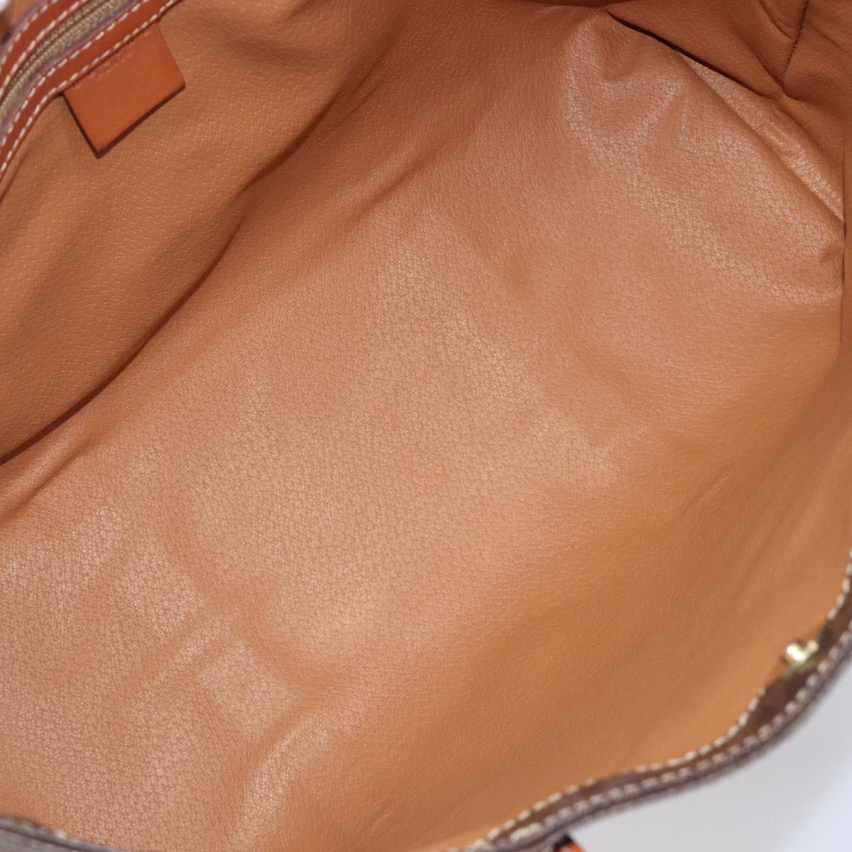 CELINE Macadam Canvas Tote Bag PVC Leather Brown Gold Auth ki6842A