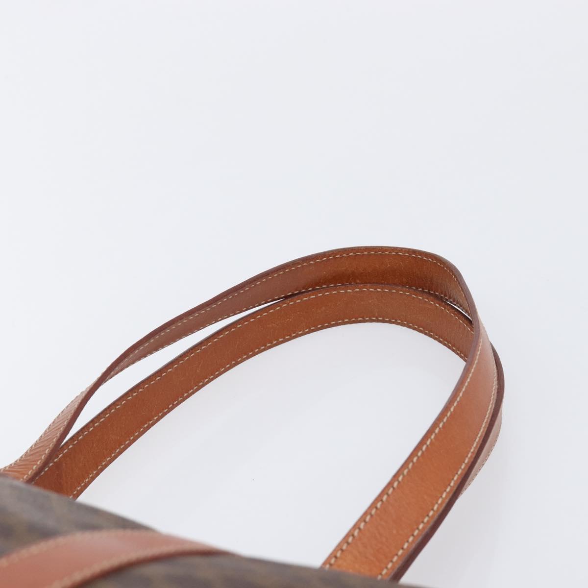 CELINE Macadam Canvas Tote Bag PVC Leather Brown Gold Auth ki6842A