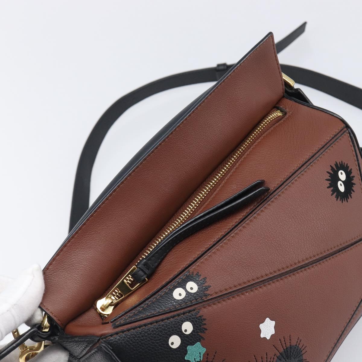 LOEWE Mini Puzzle Bag Ghibli Soot Sprites Leather 2way Brown Auth ki6844SM