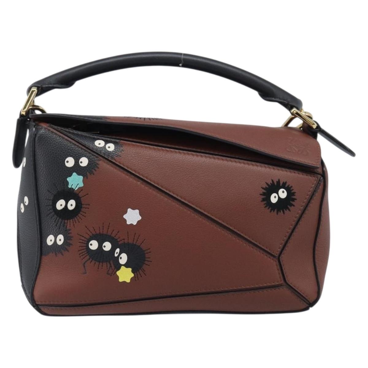 LOEWE Mini Puzzle Bag Ghibli Soot Sprites Leather 2way Brown Auth ki6844SM