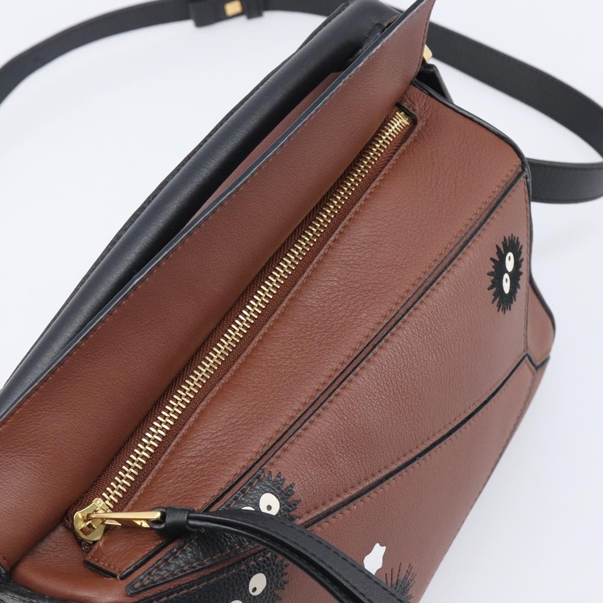 LOEWE Mini Puzzle Bag Ghibli Soot Sprites Leather 2way Brown Auth ki6844SM