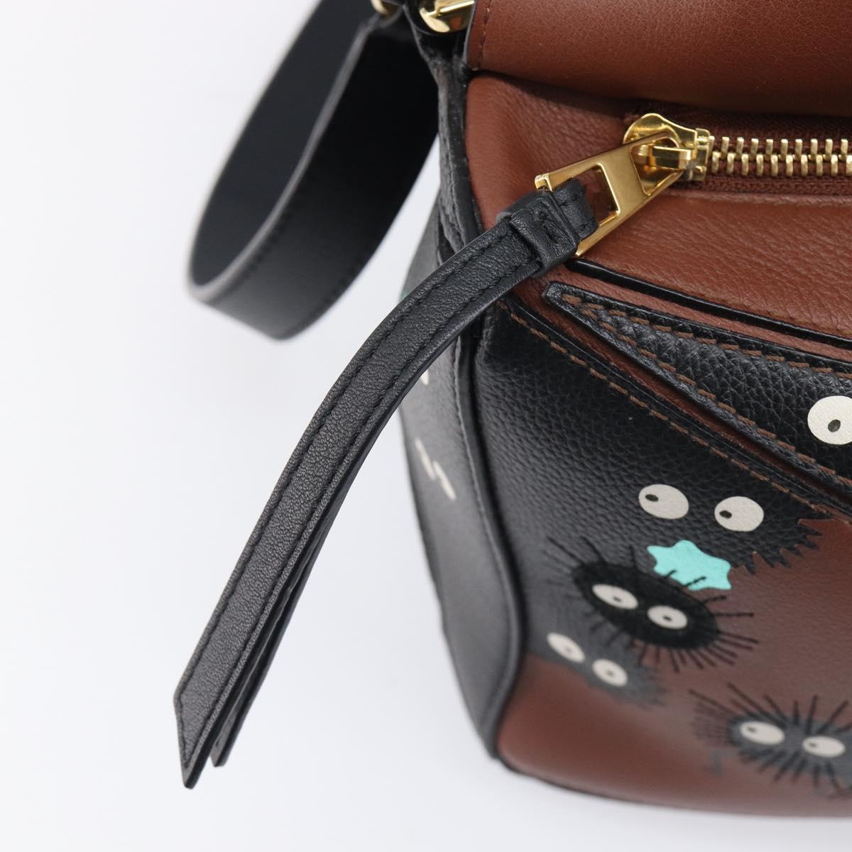 LOEWE Mini Puzzle Bag Ghibli Soot Sprites Leather 2way Brown Auth ki6844SM